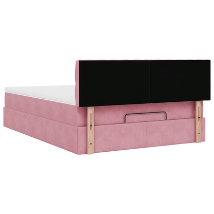 Ottoman bed met matras en LED's 140x190cm fluweel roze