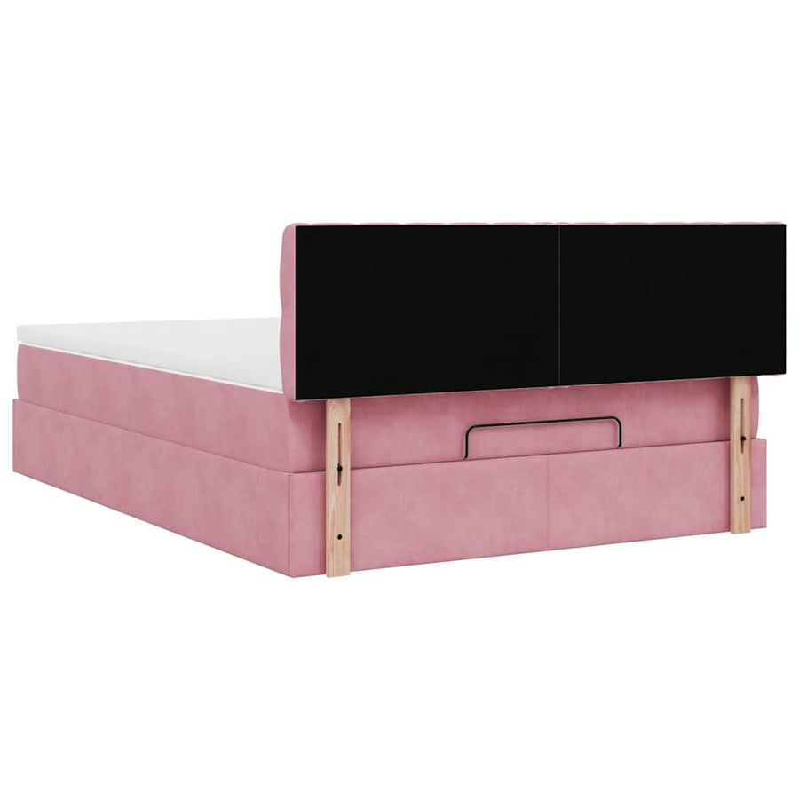 Ottoman bed met matras en LED's 140x190cm fluweel roze