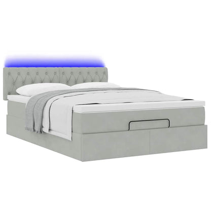 Ottoman bed met matras en LED's 140x200cm fluweel lichtgrijs