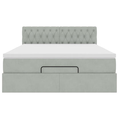 Ottoman bed met matras en LED's 140x200cm fluweel lichtgrijs