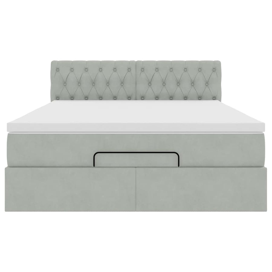 Ottoman bed met matras en LED's 140x200cm fluweel lichtgrijs