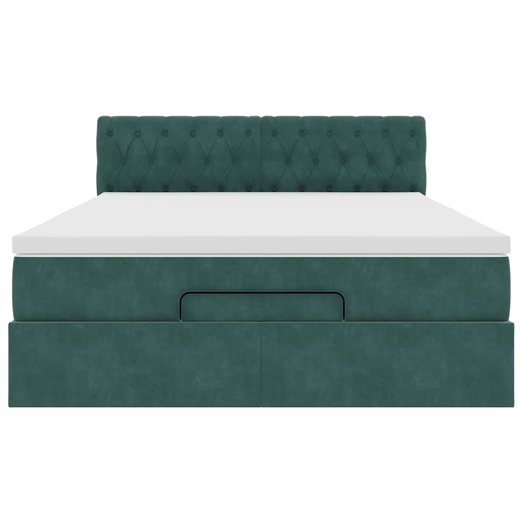 Ottoman bed met matras en LED's 140x200cm fluweel donkergroen