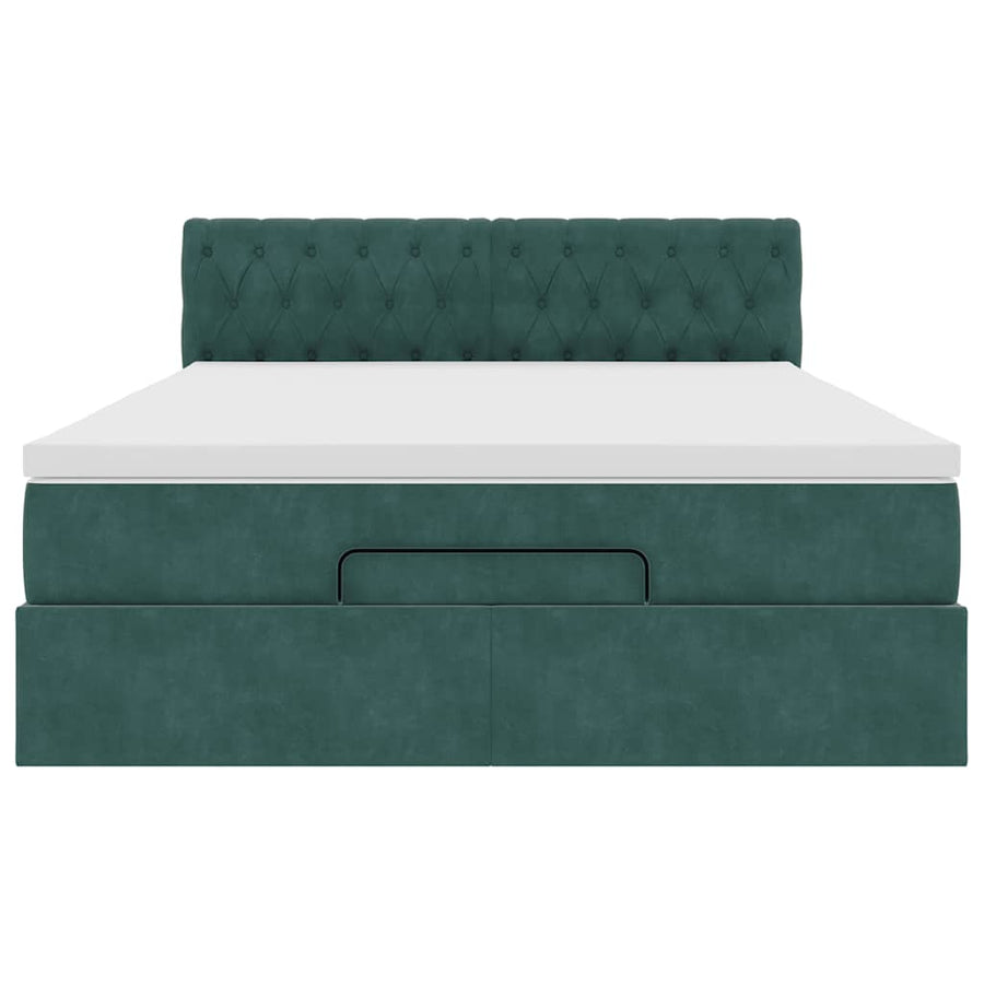 Ottoman bed met matras en LED's 140x200cm fluweel donkergroen