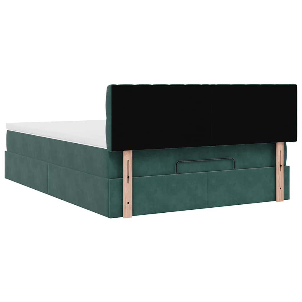 Ottoman bed met matras en LED's 140x200cm fluweel donkergroen