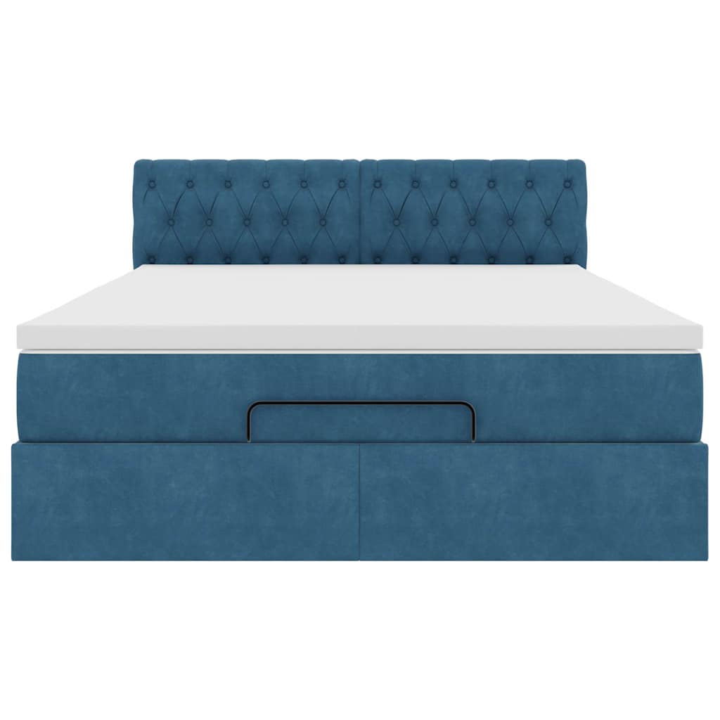 Ottoman bed met matras en LED's 140x200cm fluweel donkerblauw