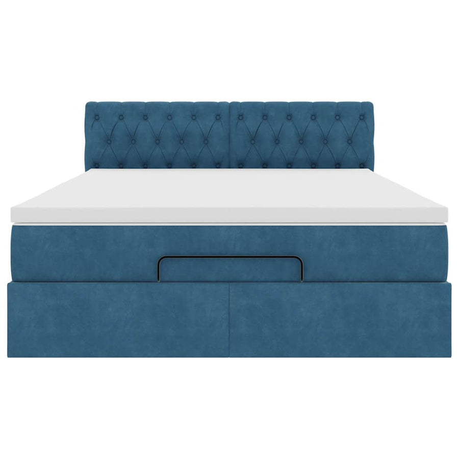 Ottoman bed met matras en LED's 140x200cm fluweel donkerblauw