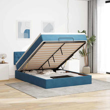 Ottoman bed met matras en LED's 140x200cm fluweel donkerblauw