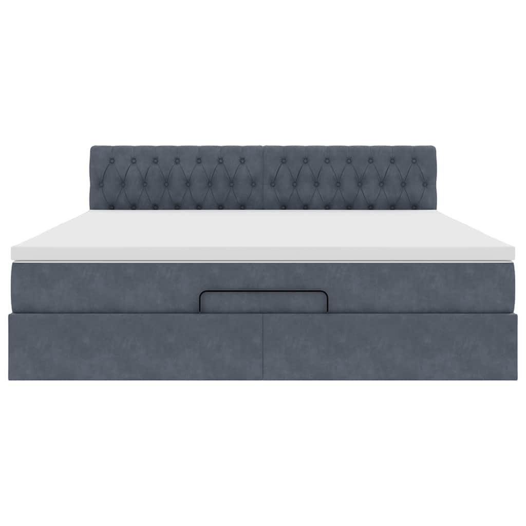 Ottoman Bed Met Matras En Led's 160X200Cm Fluweel 160 x 200 cm Donkergrijs