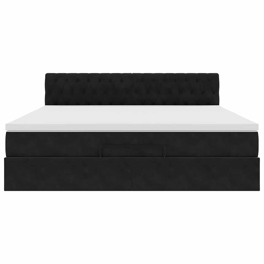 Ottoman bed met matras en LED's 160x200cm fluweel zwart