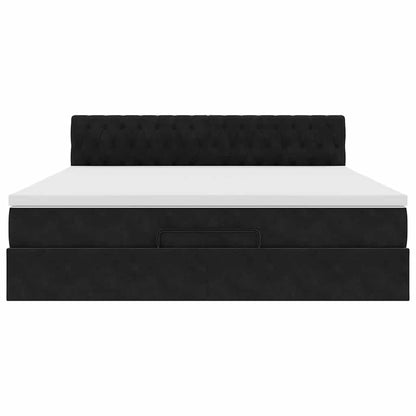 Ottoman bed met matras en LED's 160x200cm fluweel zwart