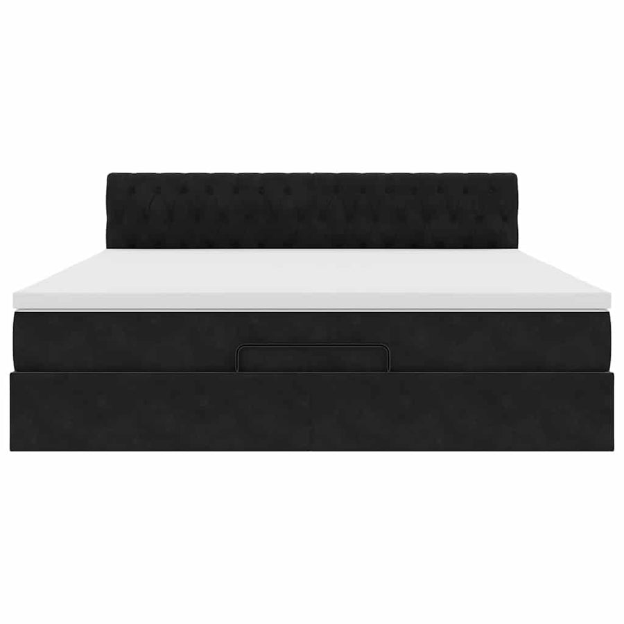 Ottoman bed met matras en LED's 160x200cm fluweel zwart