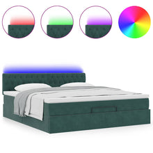 Ottoman bed met matras en LED's 160x200cm fluweel donkergroen