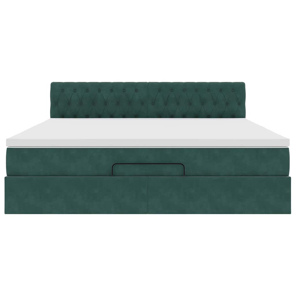 Ottoman bed met matras en LED's 160x200cm fluweel donkergroen