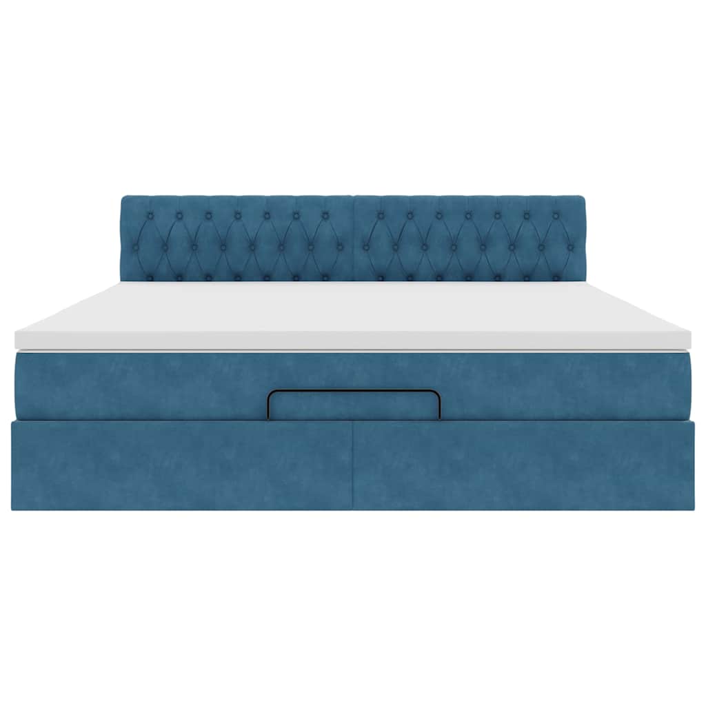 Ottoman bed met matras en LED's 160x200cm fluweel donkerblauw