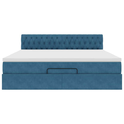 Ottoman bed met matras en LED's 160x200cm fluweel donkerblauw