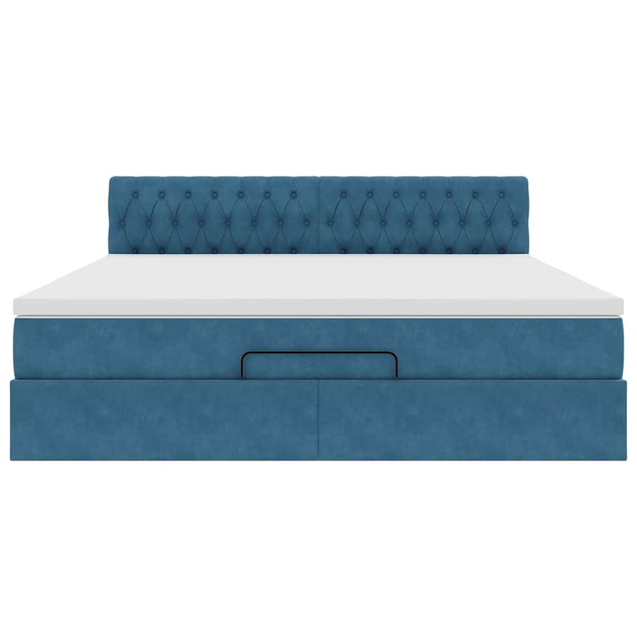 Ottoman bed met matras en LED's 160x200cm fluweel donkerblauw