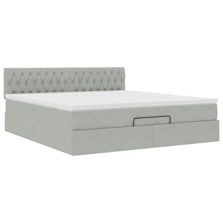 Ottoman bed met matras en LED's 180x200cm fluweel lichtgrijs
