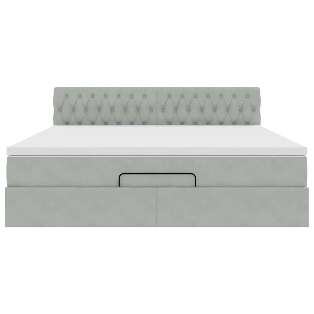 Ottoman bed met matras en LED's 180x200cm fluweel lichtgrijs