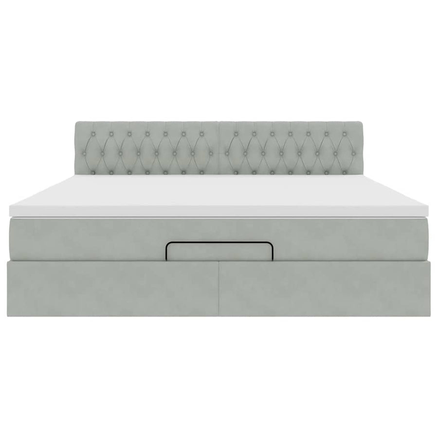 Ottoman bed met matras en LED's 180x200cm fluweel lichtgrijs