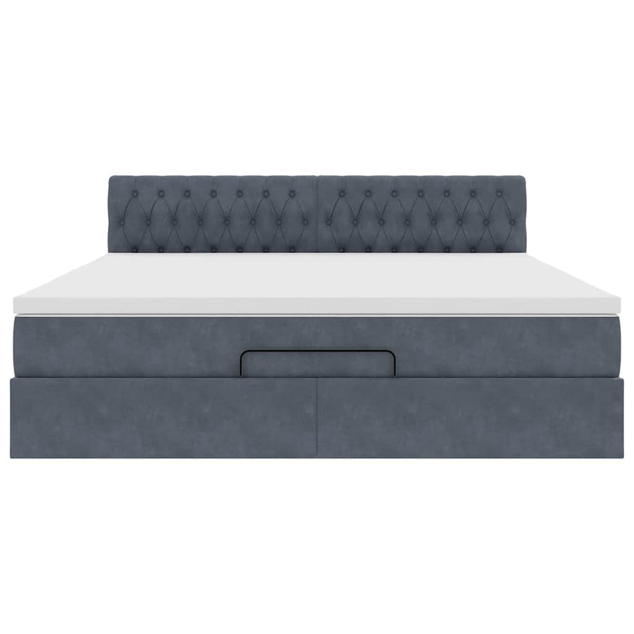Ottoman bed met matras en LED's 180x200cm fluweel donkergrijs