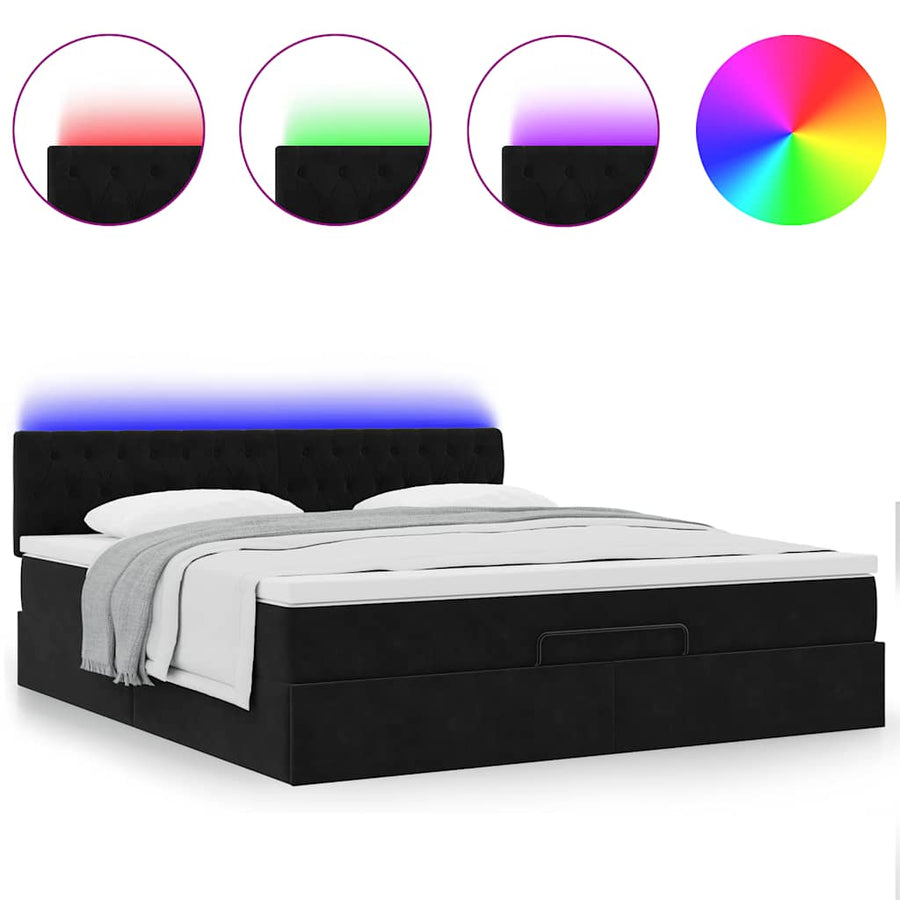 Ottoman bed met matras en LED's 180x200cm fluweel zwart