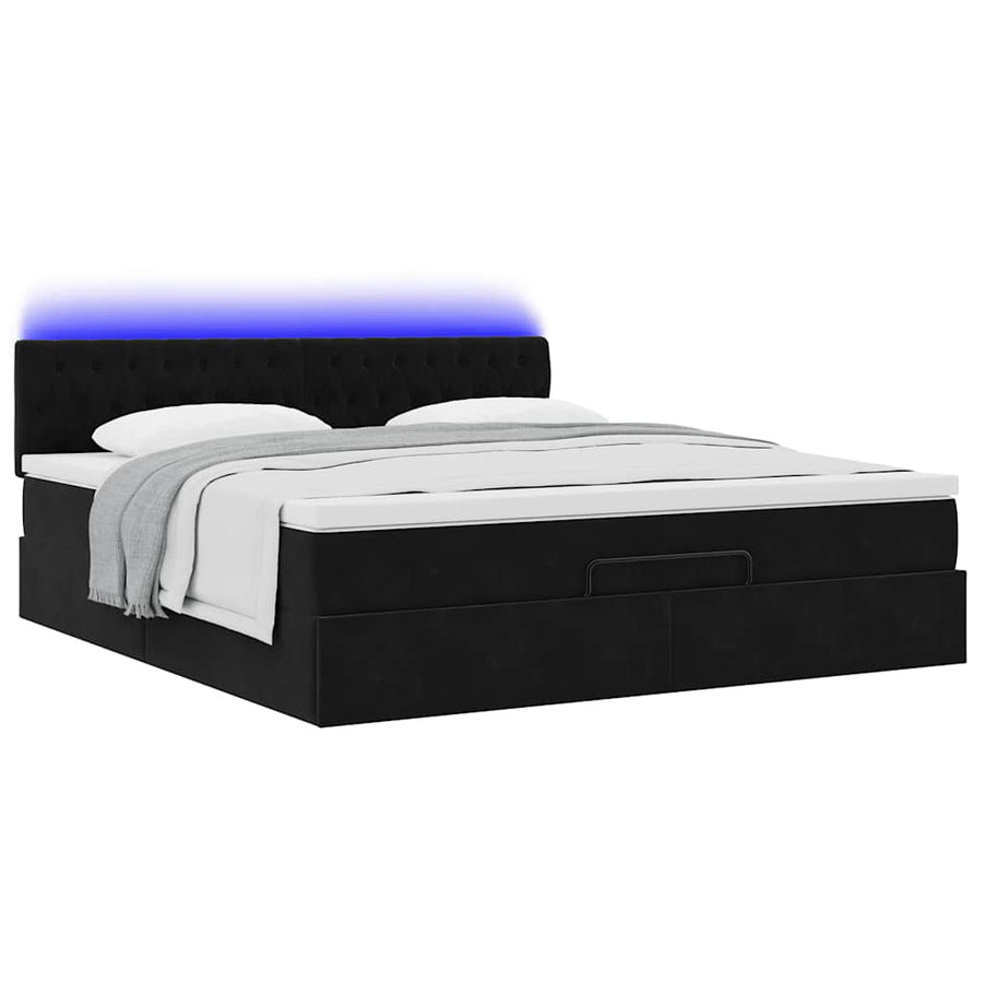Ottoman bed met matras en LED's 180x200cm fluweel zwart
