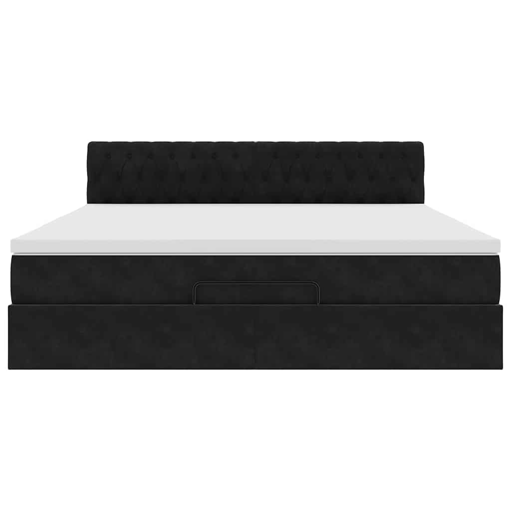 Ottoman bed met matras en LED's 180x200cm fluweel zwart