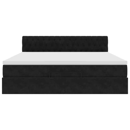 Ottoman bed met matras en LED's 180x200cm fluweel zwart