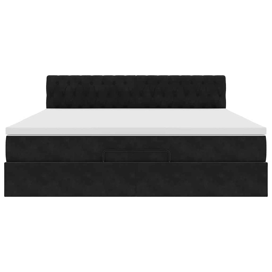 Ottoman bed met matras en LED's 180x200cm fluweel zwart