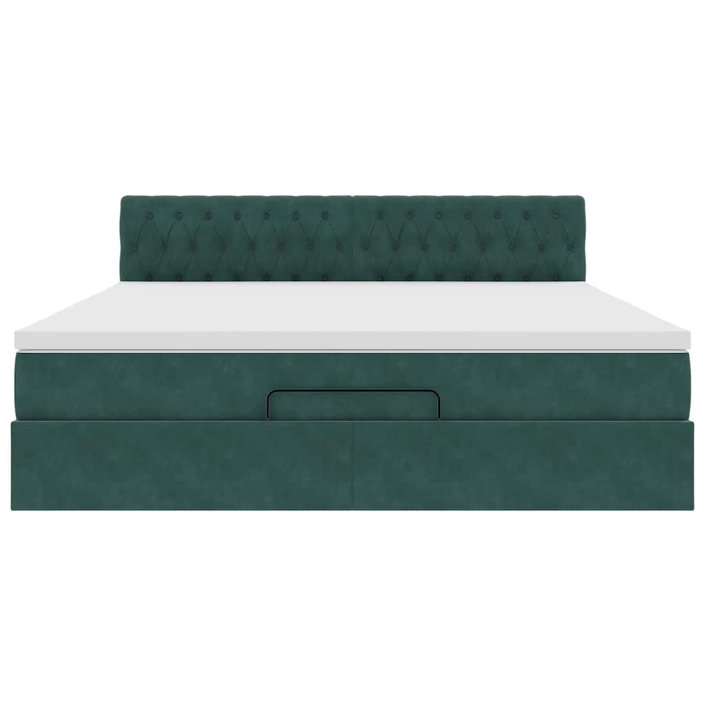 Ottoman bed met matras en LED's 180x200 cm fluweel donkergroen