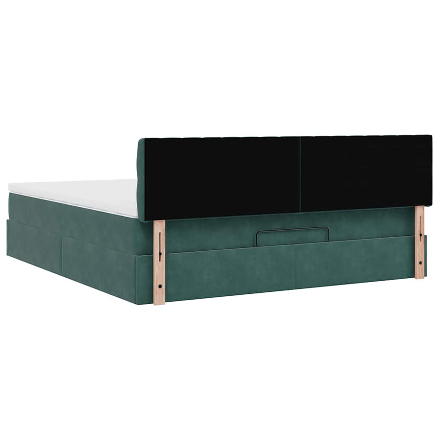 Ottoman bed met matras en LED's 180x200 cm fluweel donkergroen