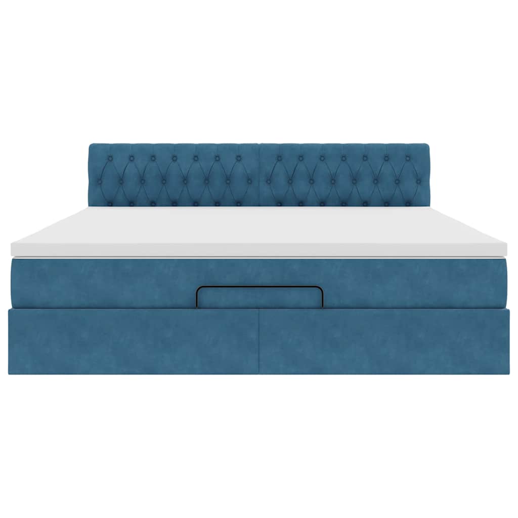 Ottoman bed met matras en LED's 180x200 cm fluweel donkerblauw