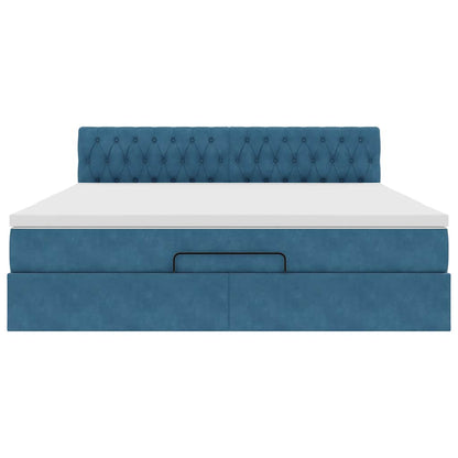 Ottoman bed met matras en LED's 180x200 cm fluweel donkerblauw