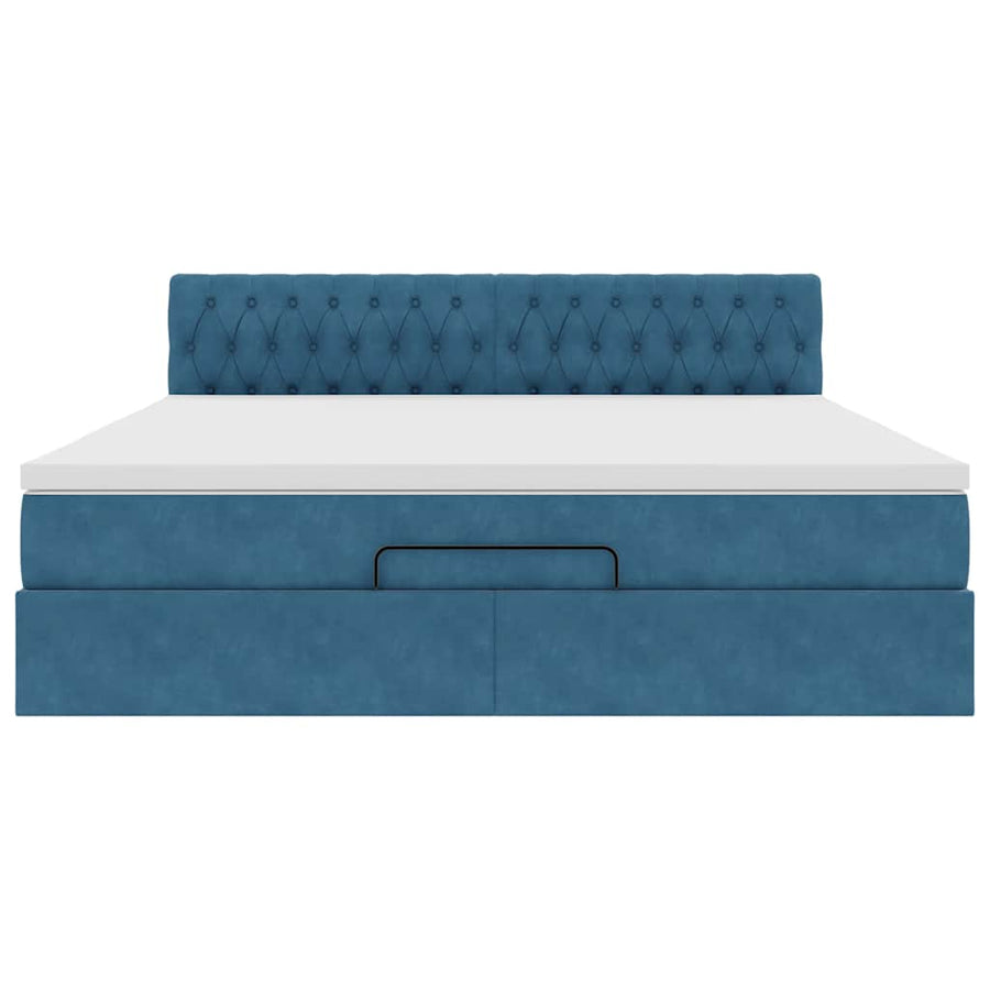 Ottoman bed met matras en LED's 180x200 cm fluweel donkerblauw
