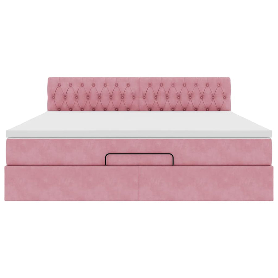 Ottoman bed met matras en LED's 180x200 cm fluweel roze