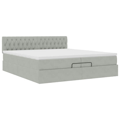 Ottoman bed met matrassen en LED's 200x200cm fluweel lichtgrijs