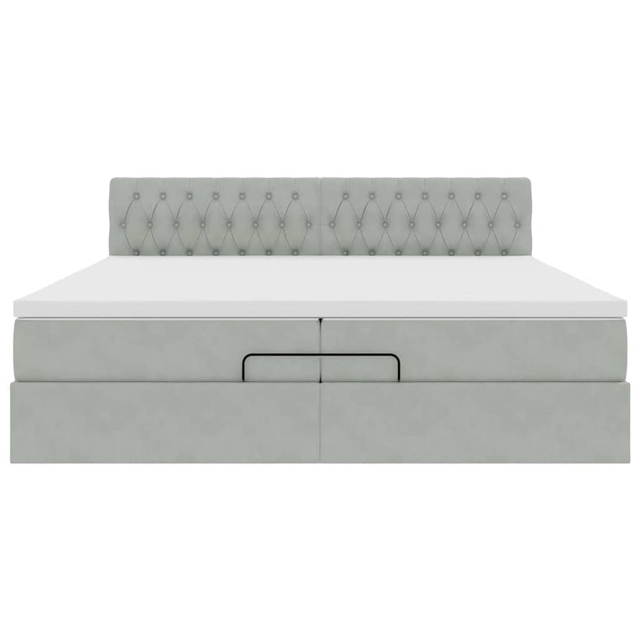 Ottoman bed met matrassen en LED's 200x200cm fluweel lichtgrijs