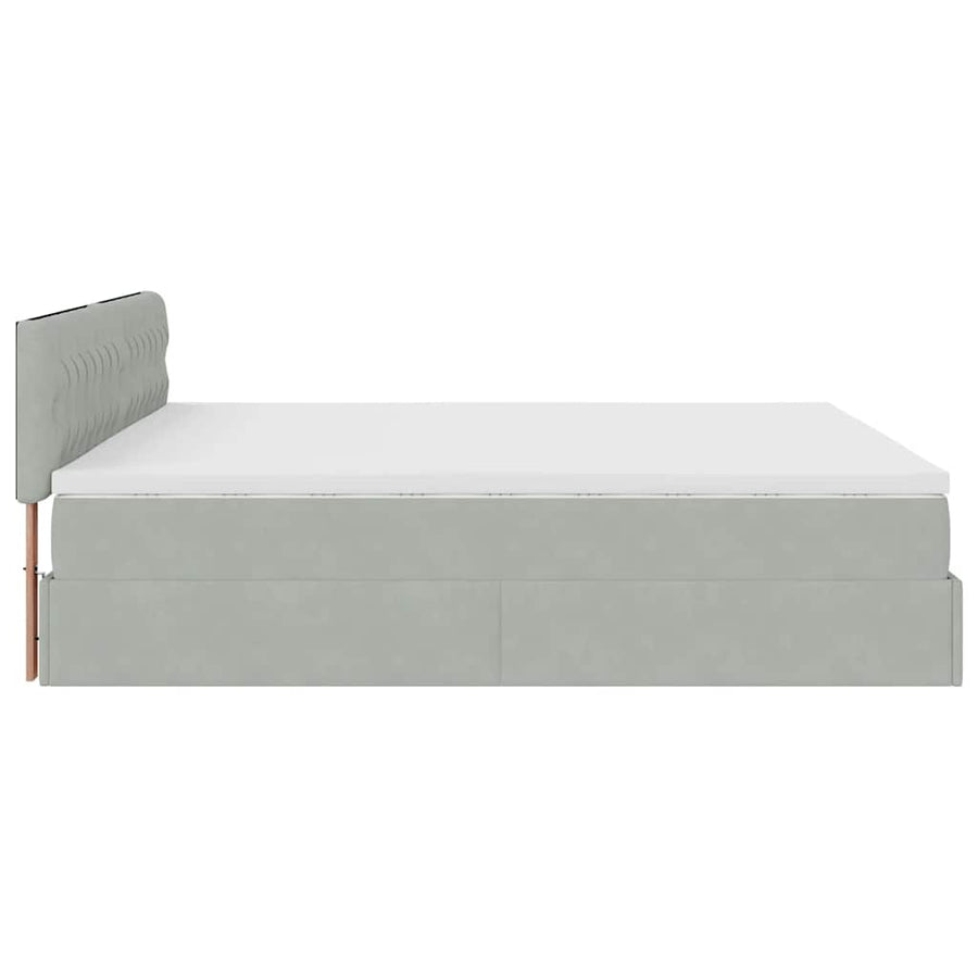 Ottoman bed met matrassen en LED's 200x200cm fluweel lichtgrijs