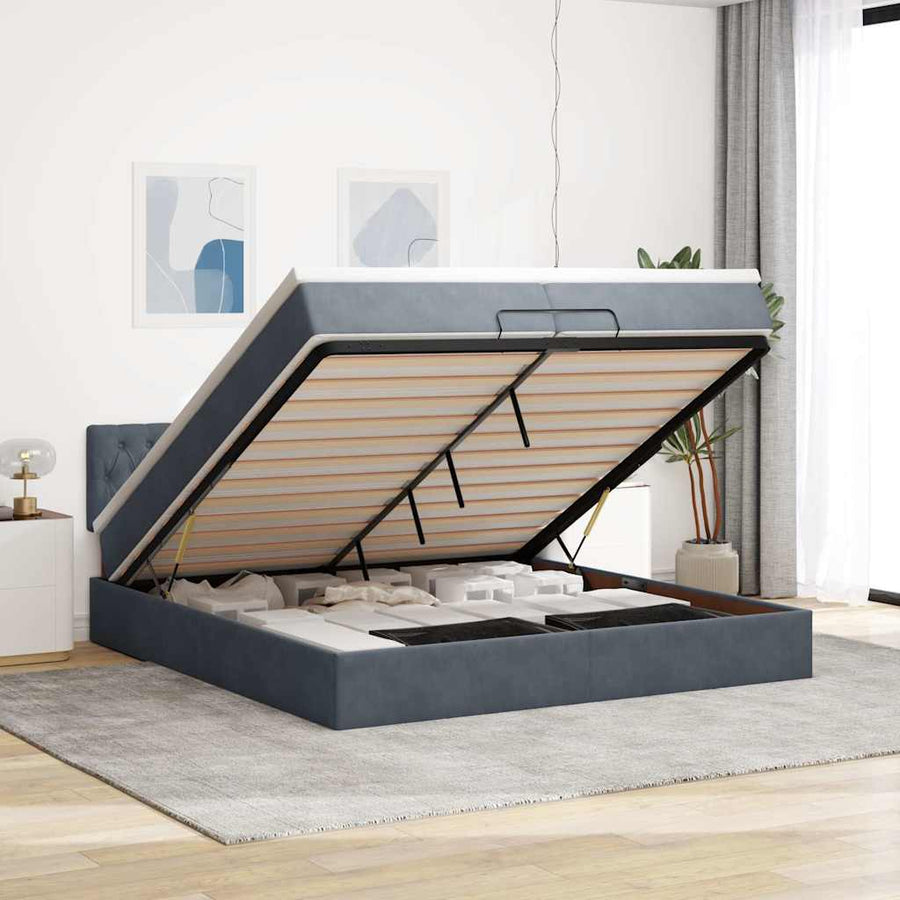 Ottoman bed met matrassen en LED's 200x200cm fluweel