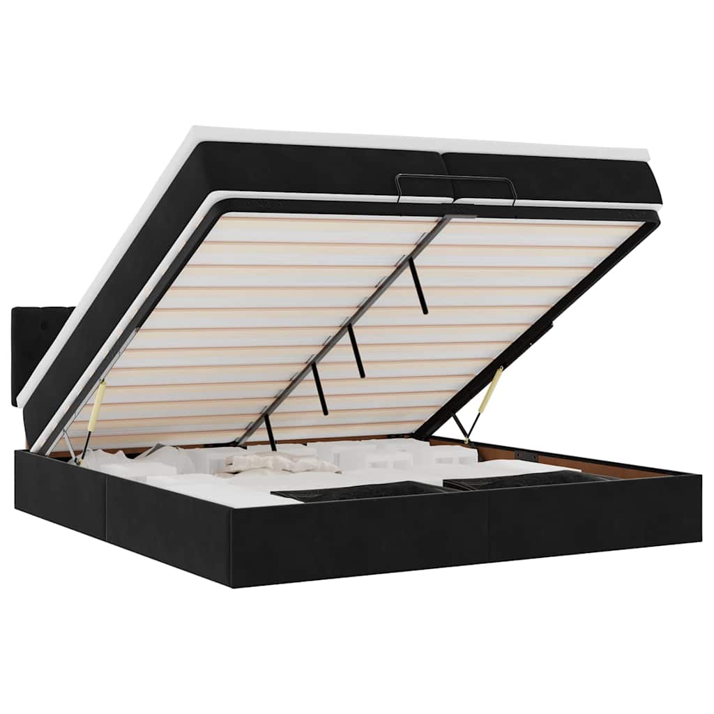 Ottoman bed met matrassen en LED's 200x200cm fluweel zwart