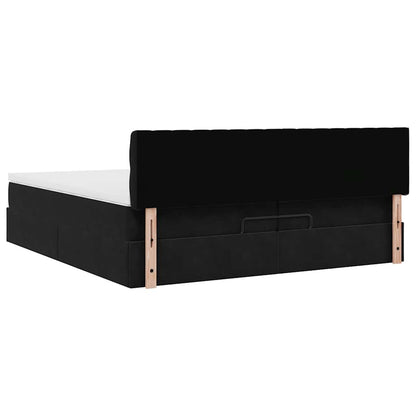 Ottoman bed met matrassen en LED's 200x200cm fluweel zwart