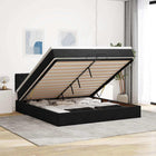 Ottomaan bed 200x200 cm fluweel zwart met opbergruimte en LED