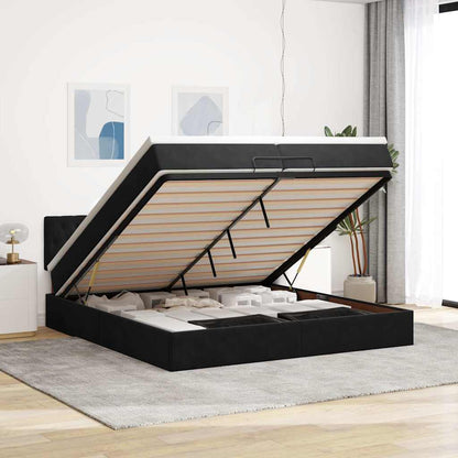 Ottoman bed met matrassen en LED's 200x200cm fluweel zwart