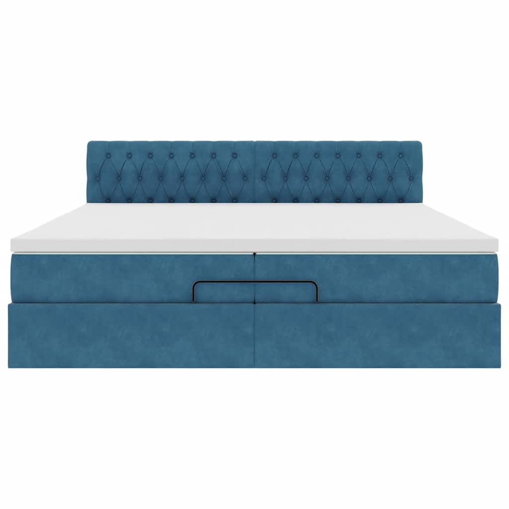 Bed Poef Met Matrassen En Leds Fluweel 200 x 200 cm Donkerblauw
