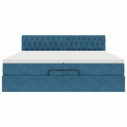 Bed Poef Met Matrassen En Leds Fluweel 200 x 200 cm Donkerblauw