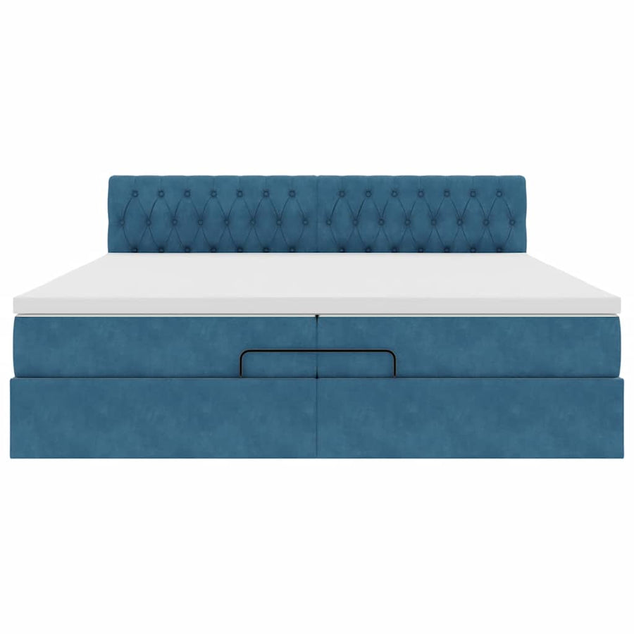 Bed Poef Met Matrassen En Leds Fluweel 200 x 200 cm Donkerblauw