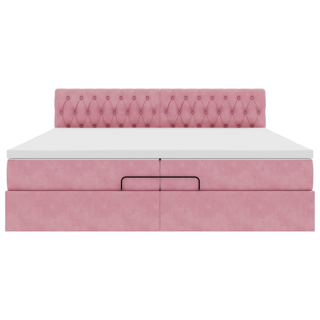 Ottoman bed met matrassen en LED's 200x200cm fluweel roze