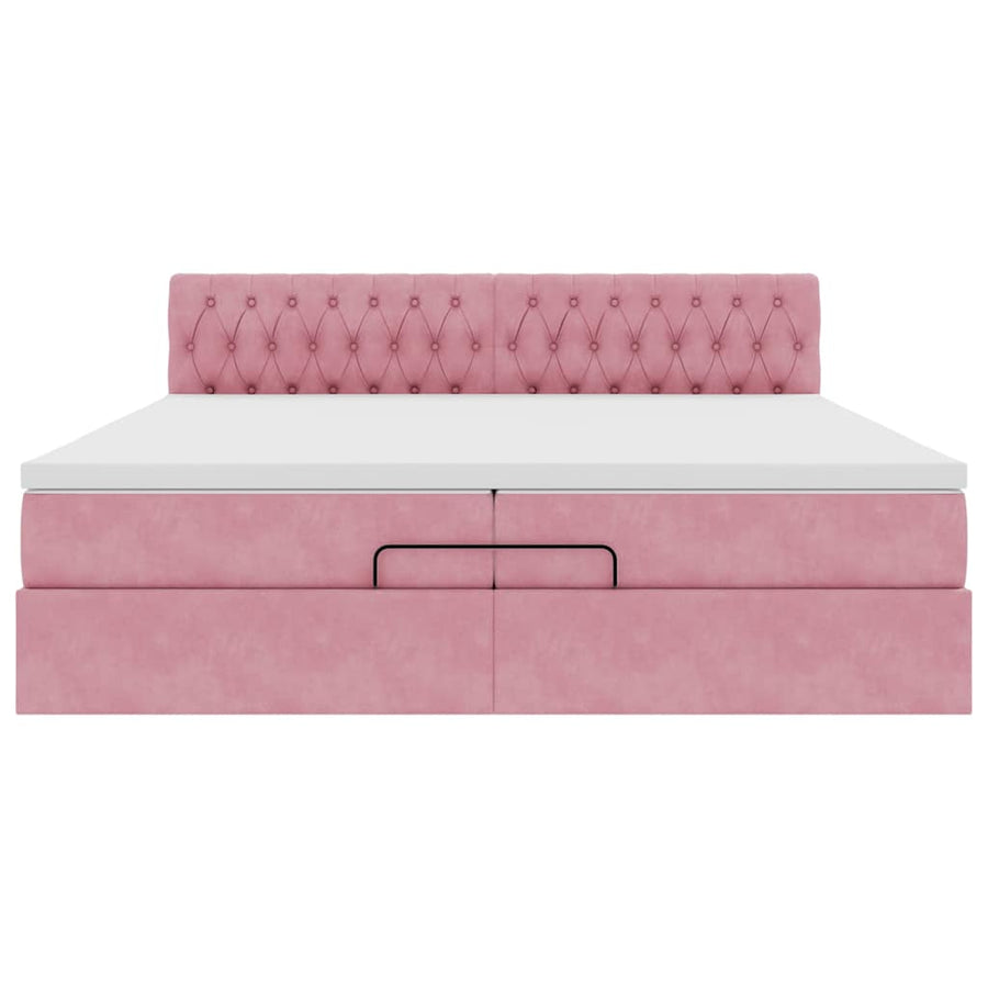 Ottoman bed met matrassen en LED's 200x200cm fluweel roze