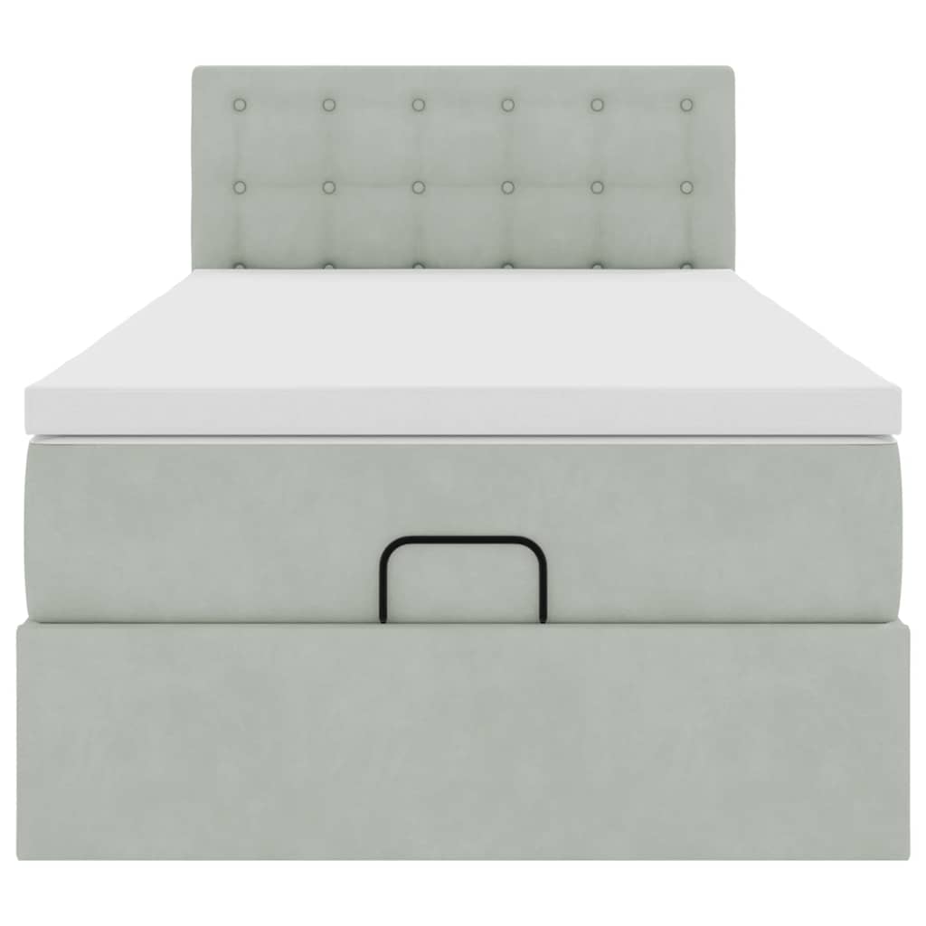 Ottoman bed met matras en LED's 80x200cm fluweel lichtgrijs