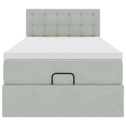 Ottoman bed met matras en LED's 80x200cm fluweel lichtgrijs